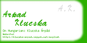 arpad klucska business card