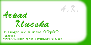 arpad klucska business card